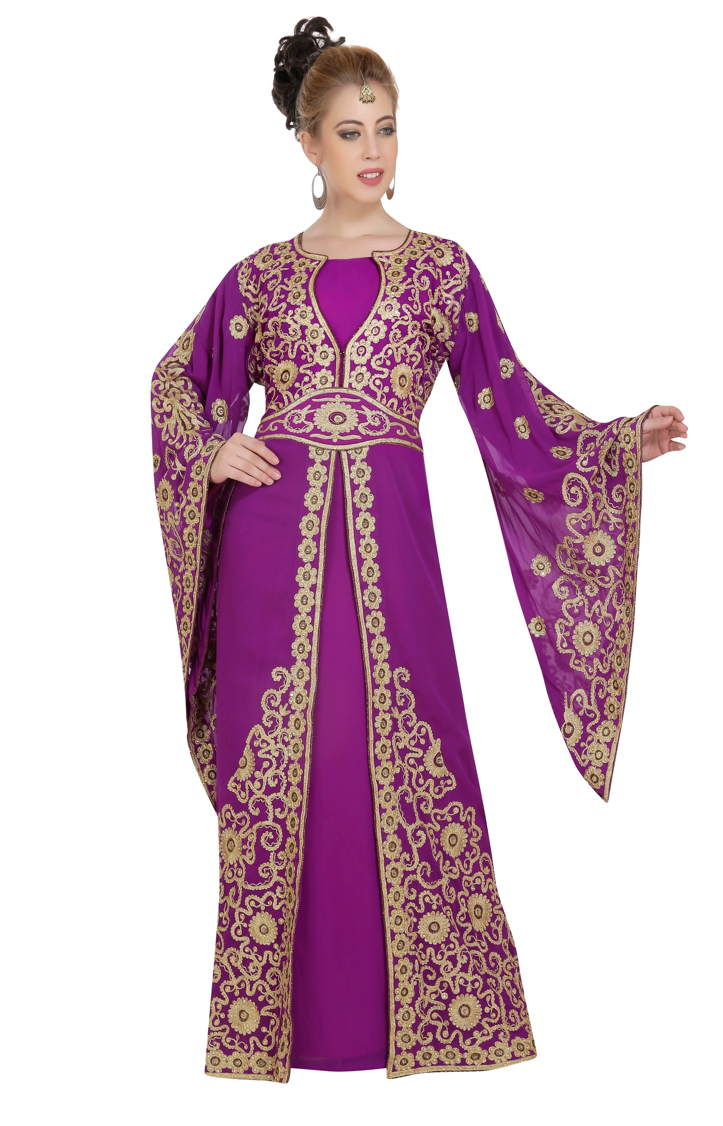 Arabian Kaftan Bell Sleeve Moroccan Jalabiya - Maxim Creation