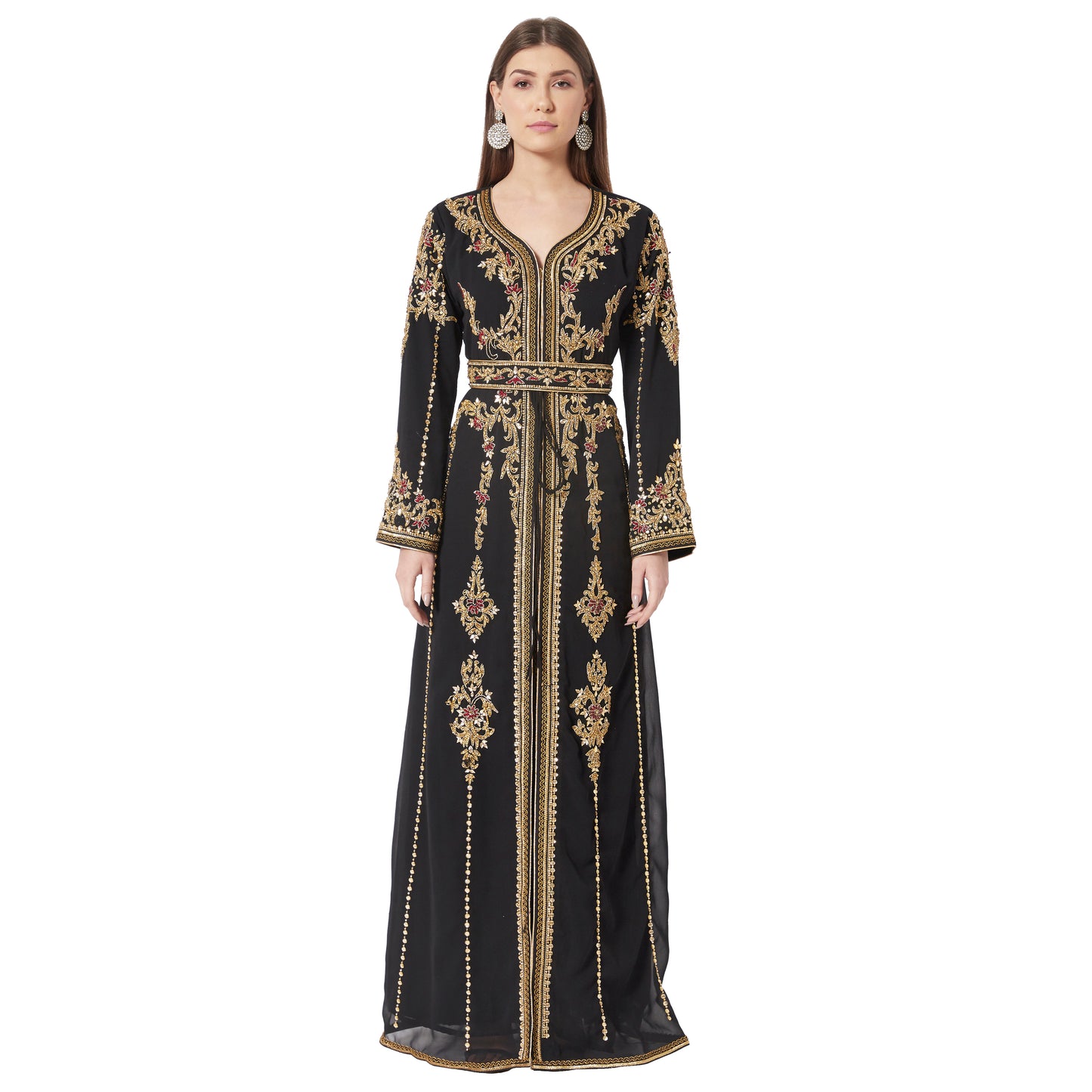 Moroccan Takchita Caftan Partywear Black Gown Mother + Daughter Combo Set - Maxim Creation