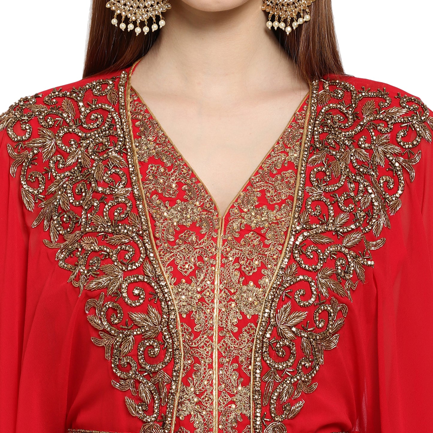 Cocktail Party Embroidered Caftan Dress - Maxim Creation